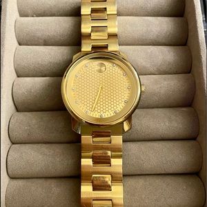 Movado BOLD with 42X42 MM Yellow Round Dial Stainless Steel Watch Band; 3600374